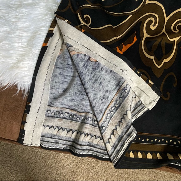 1970s Handmade Vintage Groovy Patterned Bell Sleeve Kaftan Dress - Picture 12 of 16